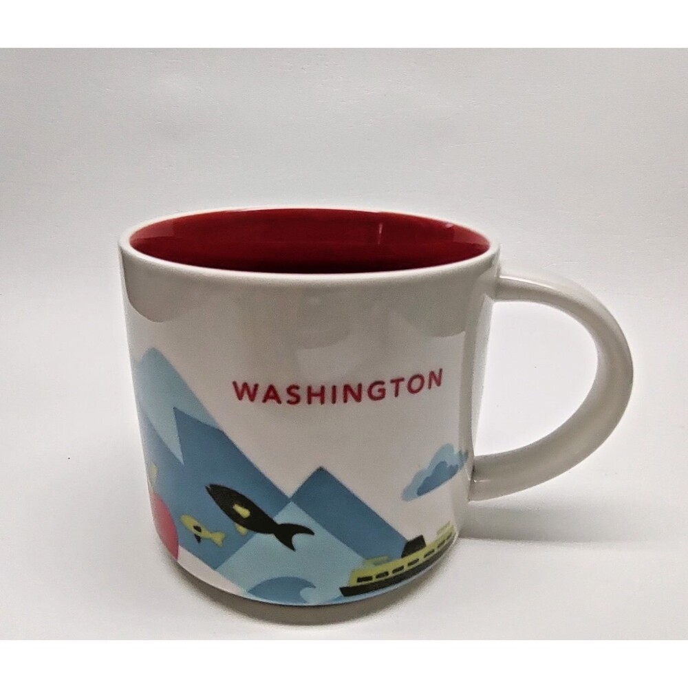 2015 Starbucks You Are Here Washington Coffee Mug Cup 14oz 3-1/2" T